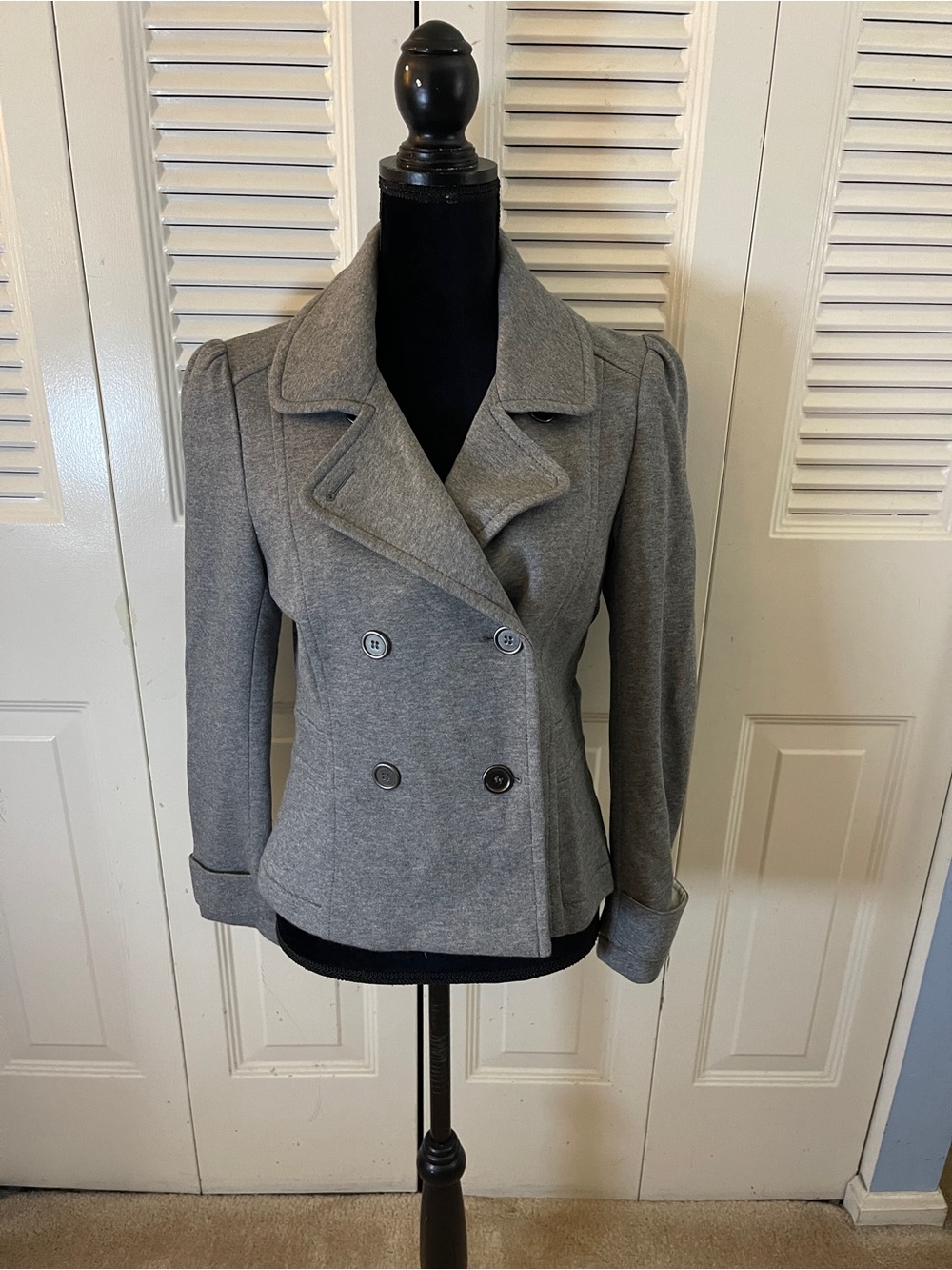 H&M Gray Double-Breasted Peacoat Jacket